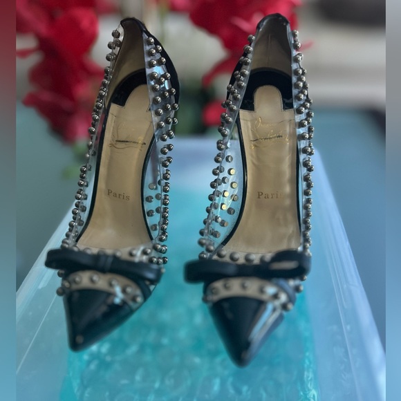 Authentic Christina Louboutin black suede with silver studs - Picture 2 of 2